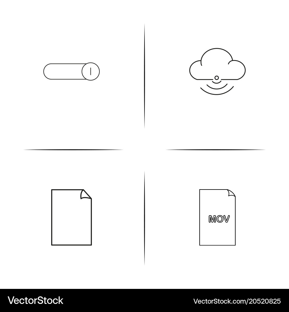 Files and folders sign simple linear icons set Vector Image