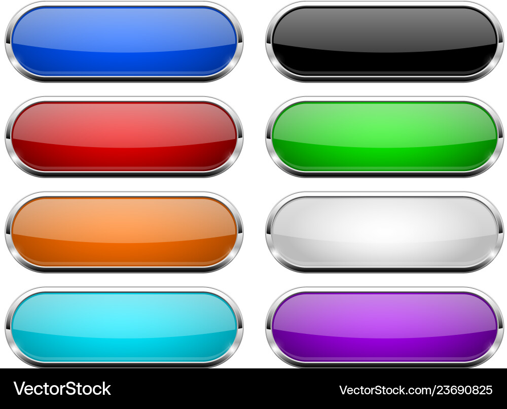 Glass buttons set shiny oval colored 3d web icons vector image