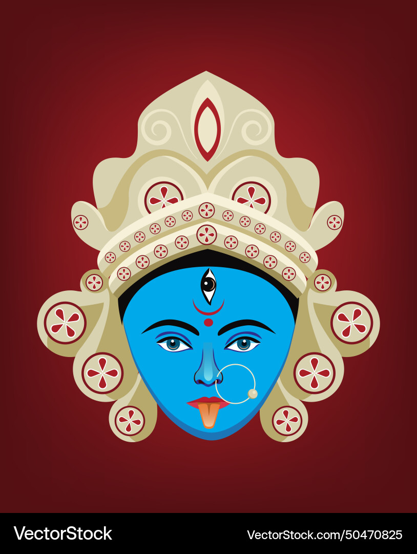 Kali goddess face isolated Kali goddess face isolated vector image