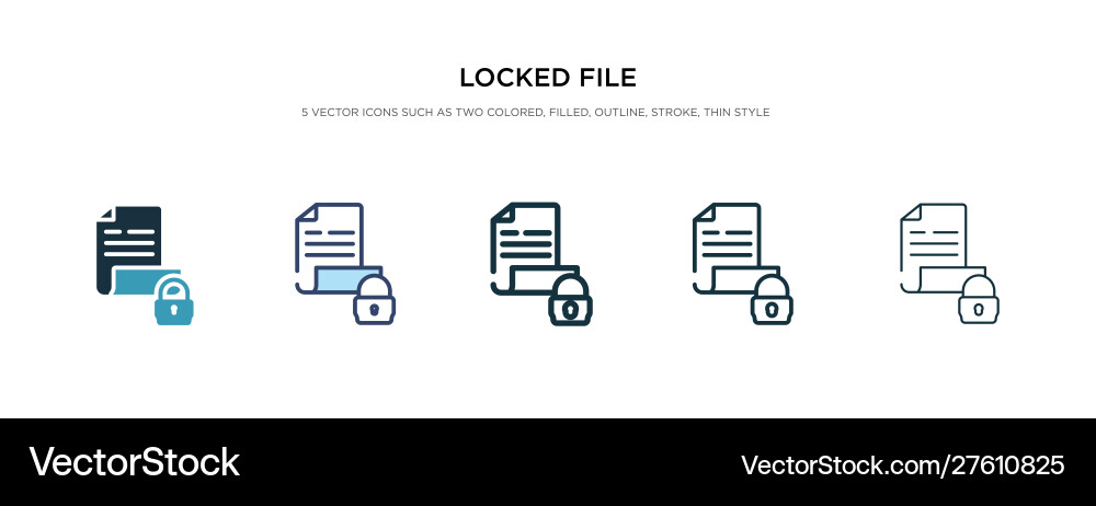 Locked file icon in different style two colored Locked file icon in different style two colored vector image