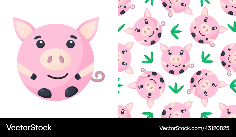 Round pig seamless pattern background Round pig seamless pattern background Vector Image