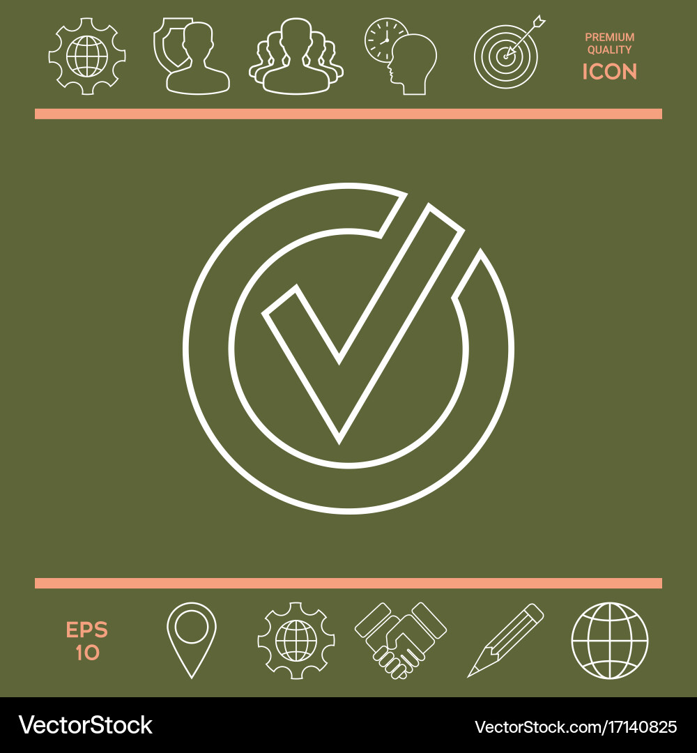 Rounded check mark line icon vector image