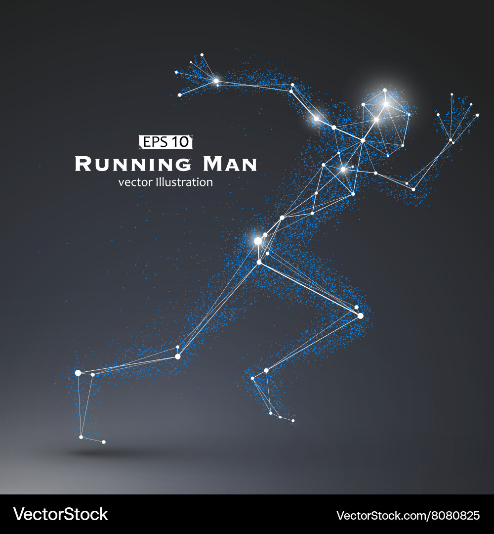 Running man dots and lines connected together vector image
