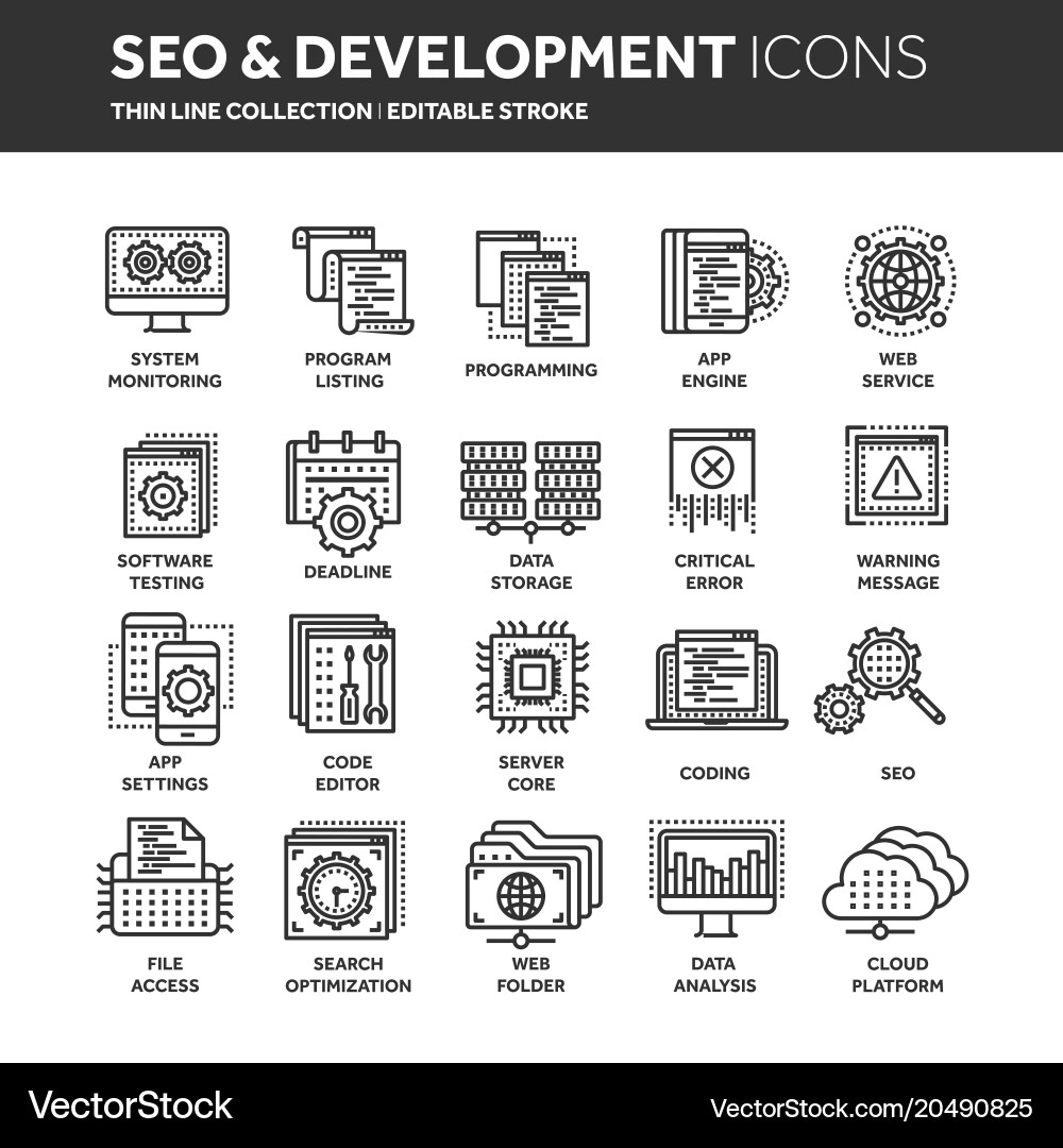 Seo and app development search engine vector image