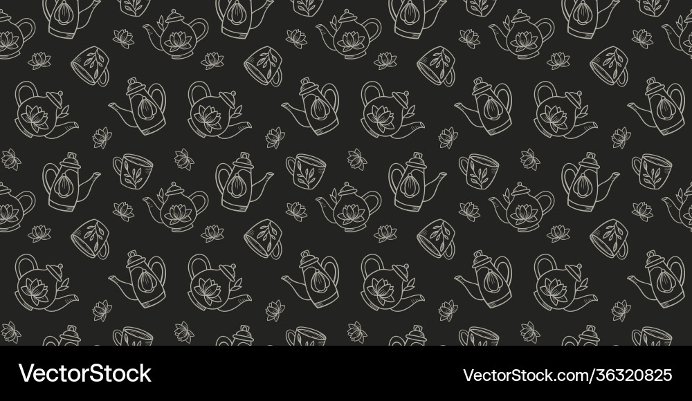 Teapots seamless repeat pattern design background Teapots seamless repeat pattern design background vector image
