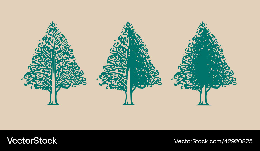 Tree icon with different amount of foliage Vector Image