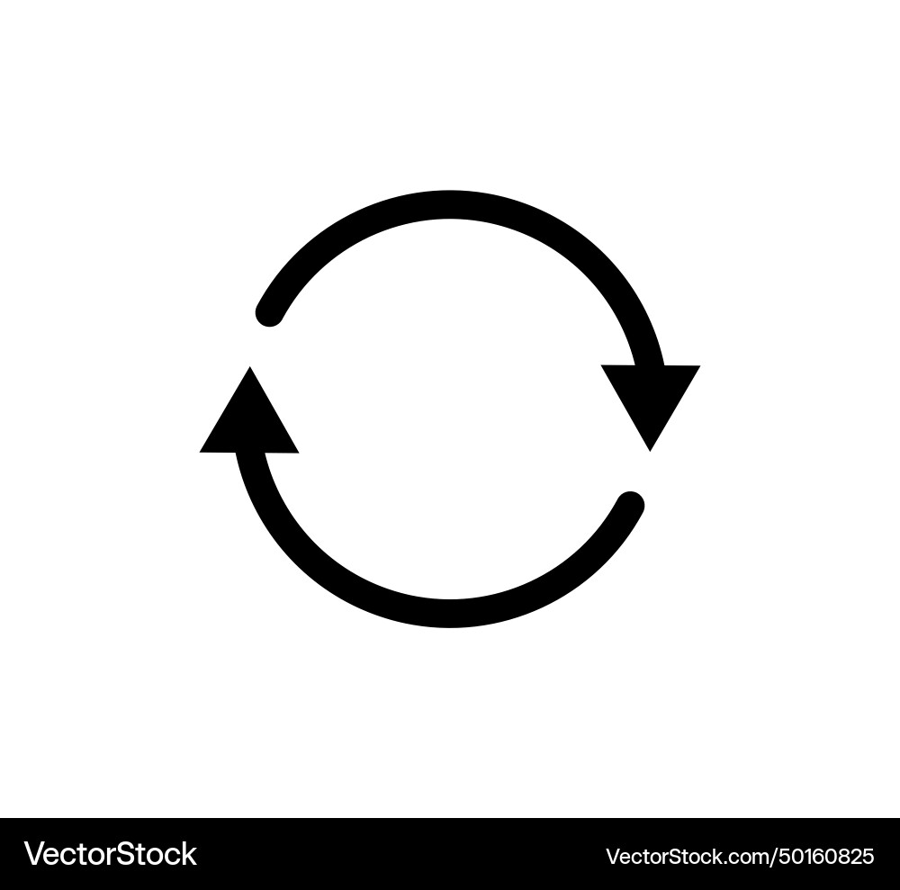 Two circle arrow icon round reload restart Two circle arrow icon round reload restart vector image