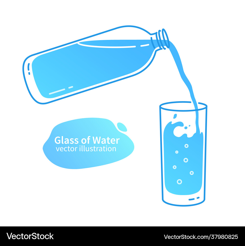 Wasservergießen in Glas - Erfrischungsgetränk Vektorbild