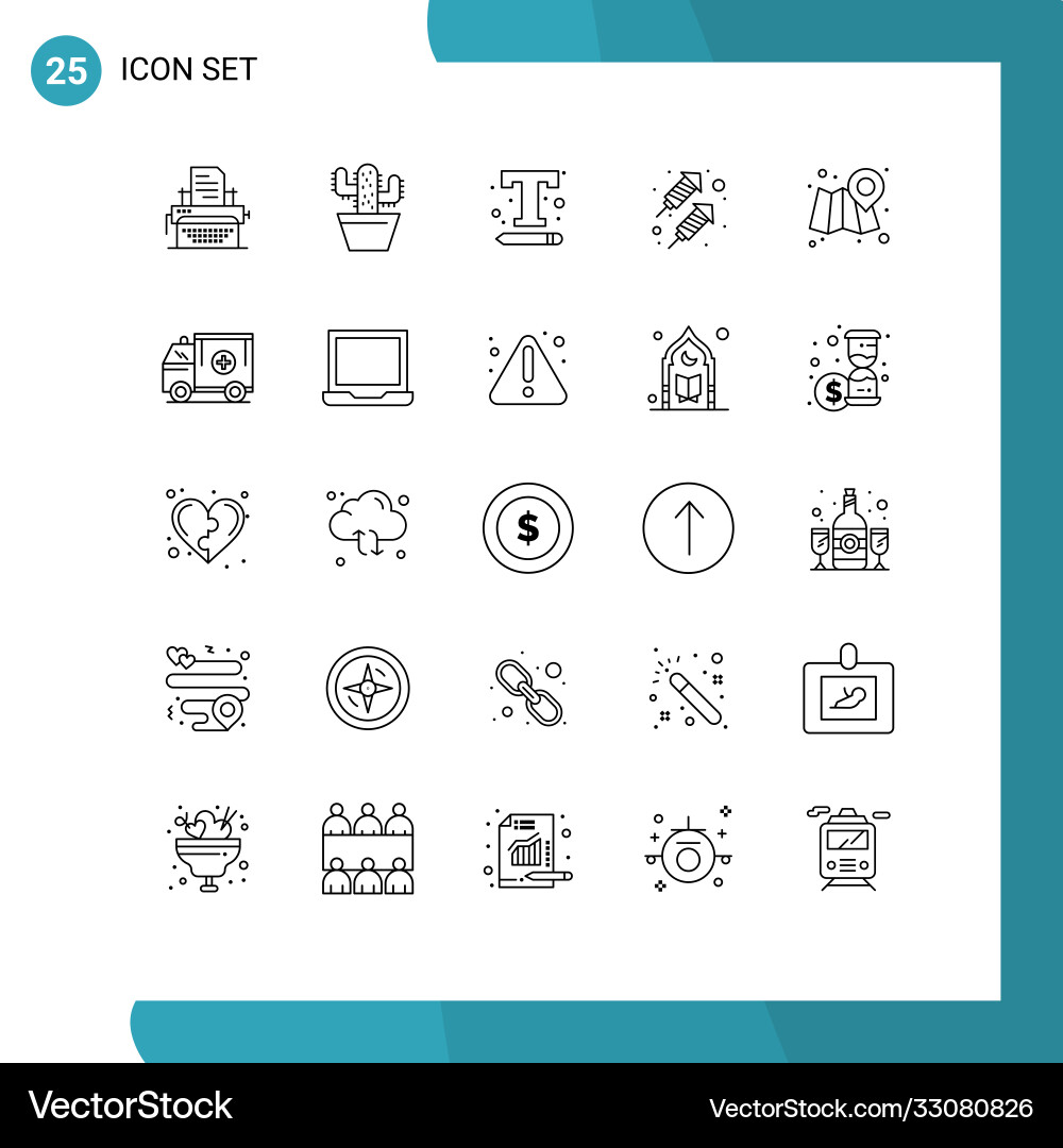 25 universal lines set for web and mobile Vector Image