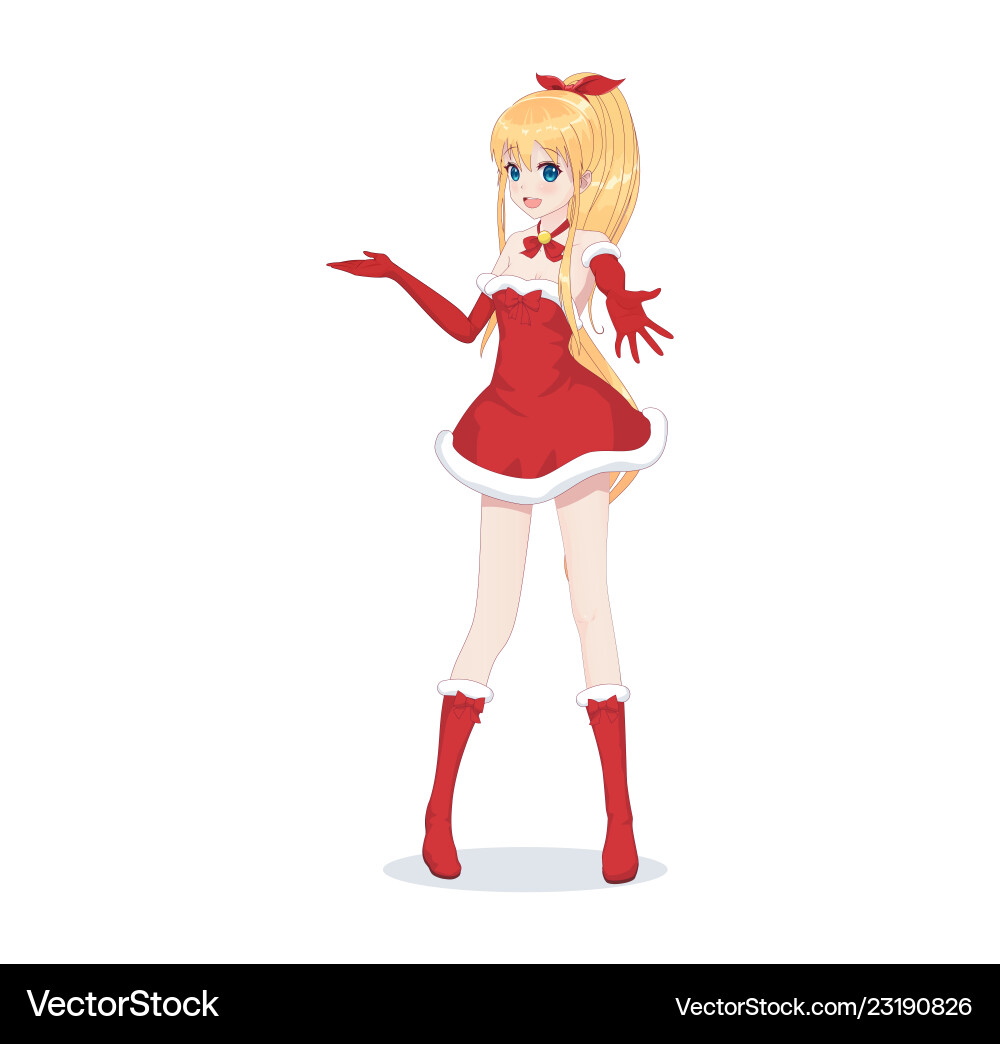 Anime manga girl dressed in santa claus costume Anime manga girl dressed in santa claus costume vector image