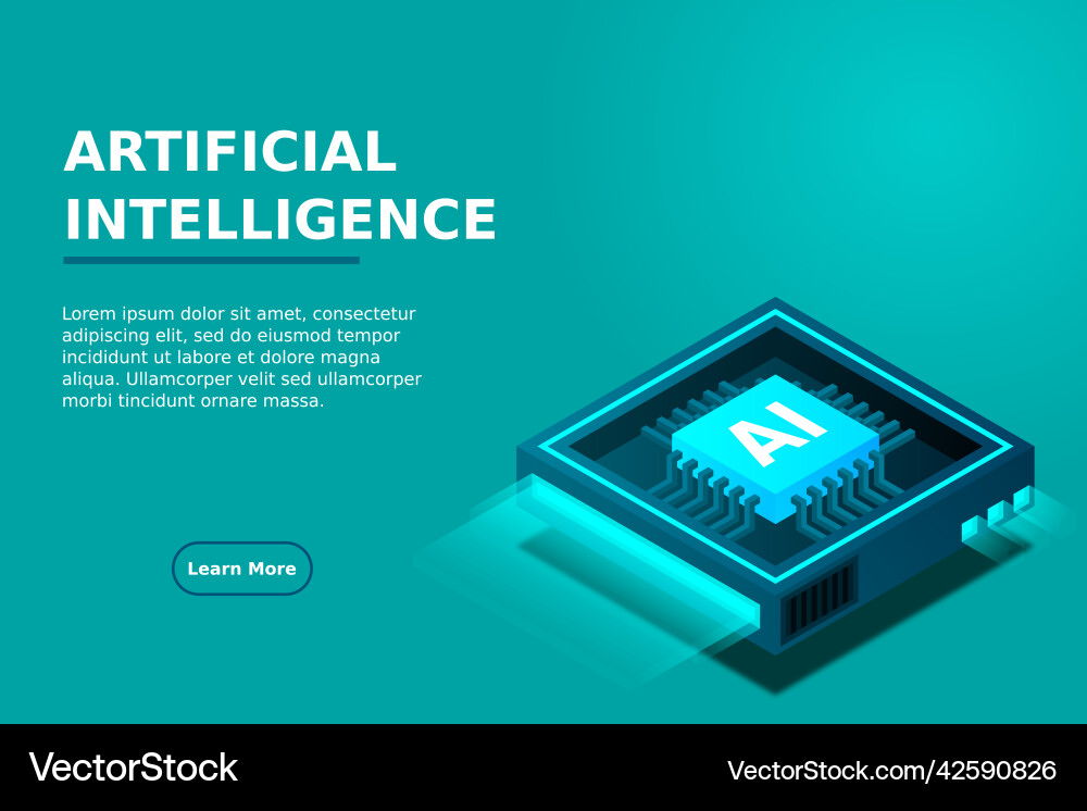 Artificial intelligence ai web banner isometric Artificial intelligence ai web banner isometric vector image
