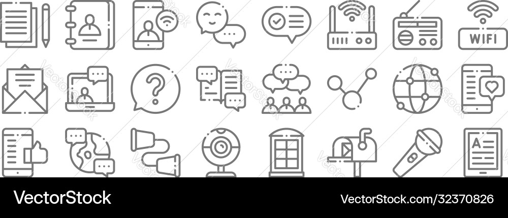 Communication line icons linear set quality Communication line icons linear set quality Vector Image