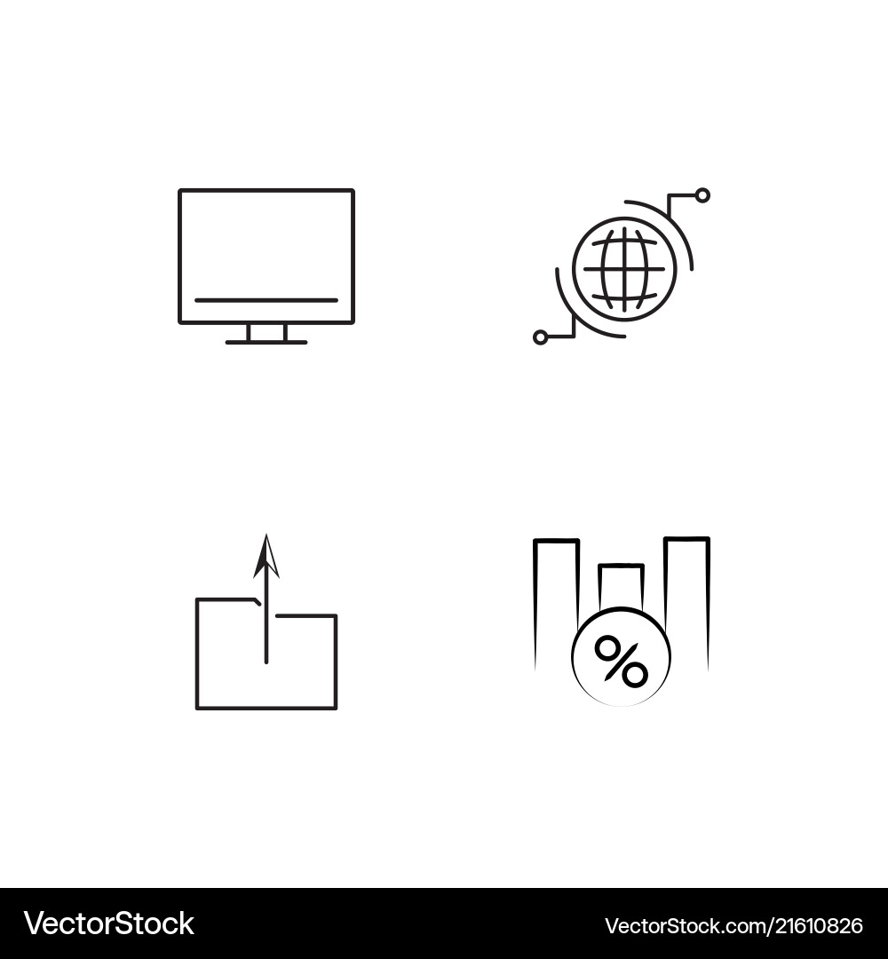 Data analytics linear icons set simple outline vector image