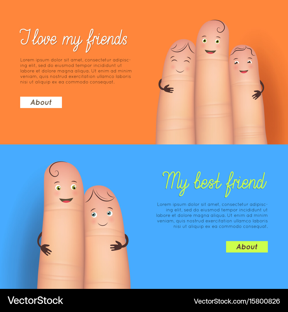 Friendship Finger Card Set Vector Image
