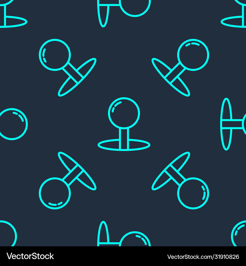 Green line push pin icon isolated seamless pattern vector image