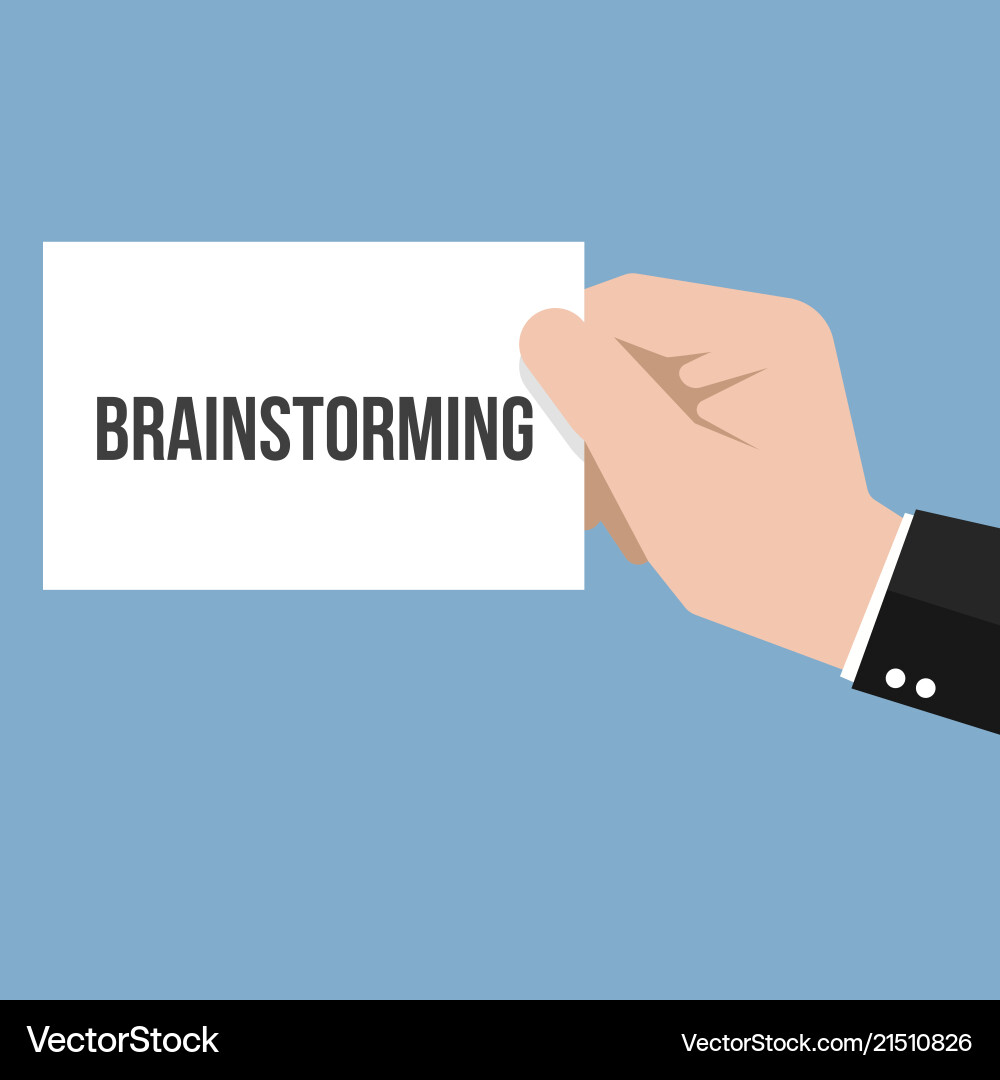 Man showing paper brainstorming text Man showing paper brainstorming text vector image