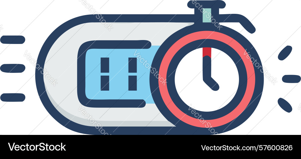 Modern timer icon with precise digital display vector image
