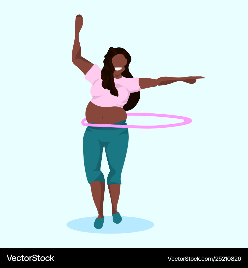 Overweight woman doing gymnastic rotating workout Overweight woman doing gymnastic rotating workout vector image