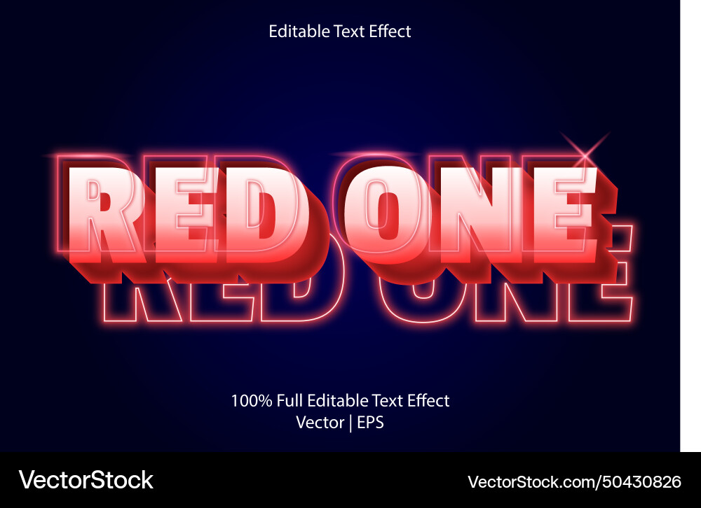 Red one editable text effect neon style color Red one editable text effect neon style color Vector Image