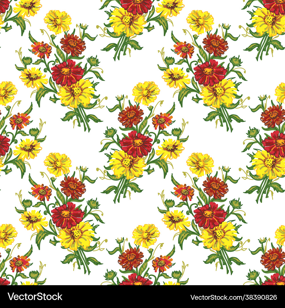 Seamless pattern with wild flowers vector image