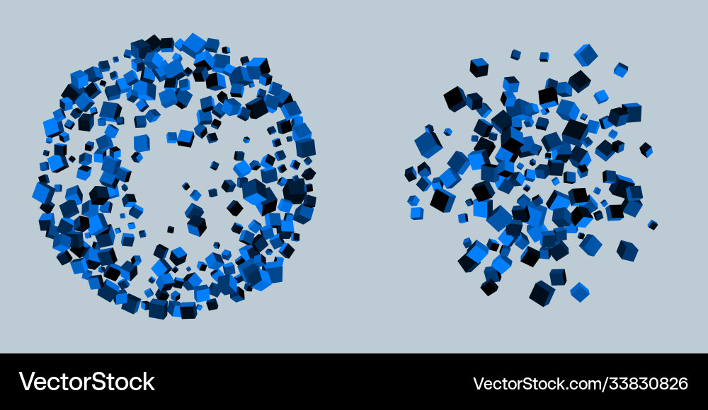 Set colorful cube shapes explosion splashes Vector Image
