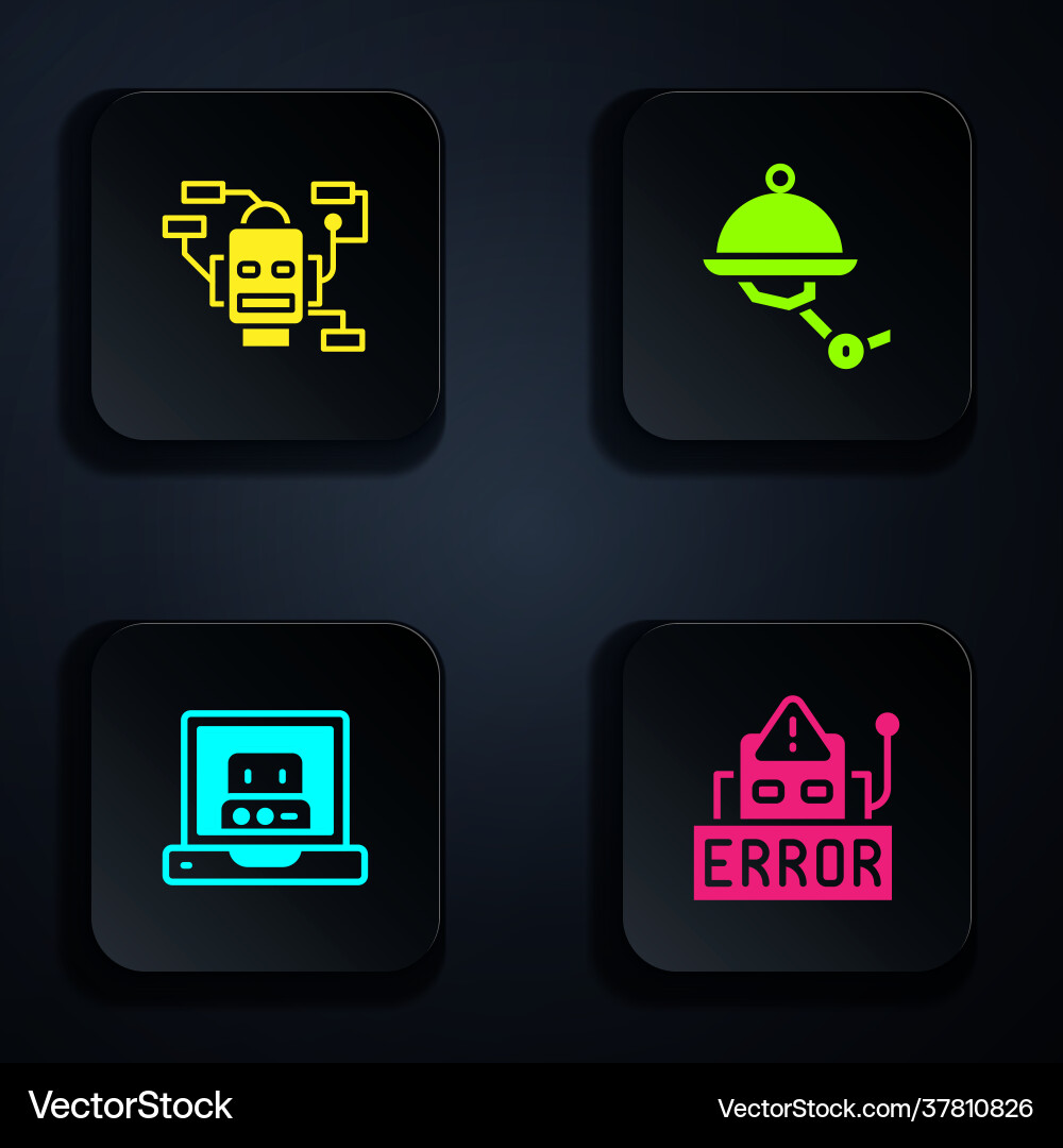 Set error in robot creating and waiter Vector Image