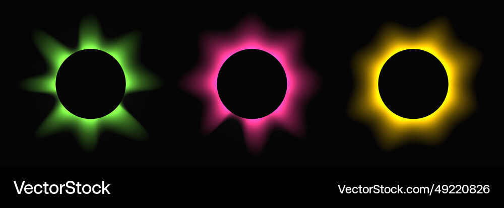 Set of circle illuminate light frames with color Set of circle illuminate light frames with color vector image