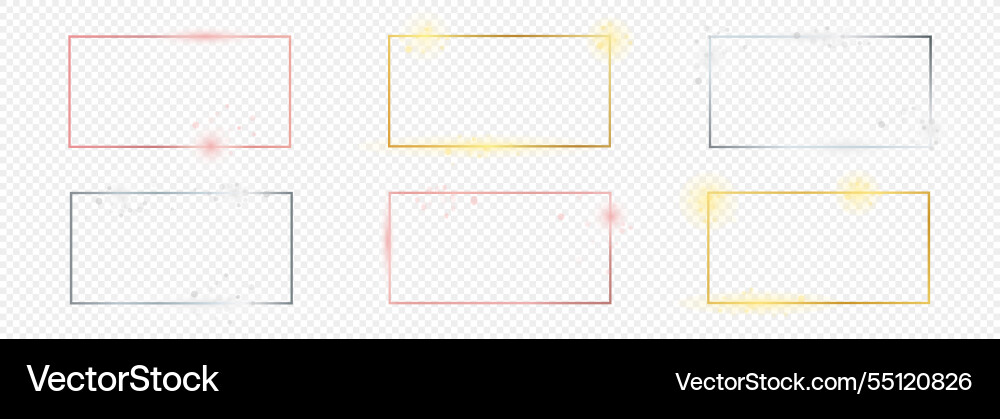 Set of six rectangular shape frames Set of six rectangular shape frames vector image