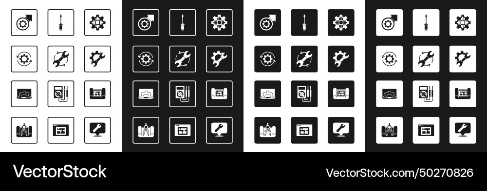 Set processor wrench and arrows as workflow gear Vector Image