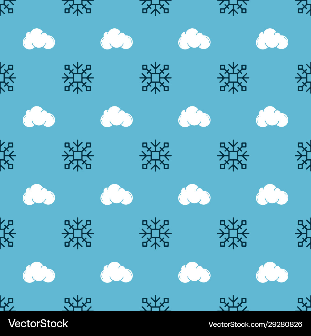 Set snowflake and cloud on seamless pattern Set snowflake and cloud on seamless pattern Vector Image