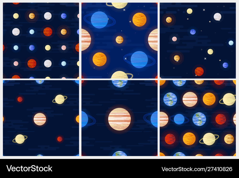 Space print seamless pattern set Space print seamless pattern set Vector Image