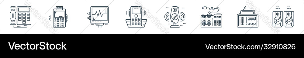 Technology devices line icons linear set quality Technology devices line icons linear set quality Vector Image