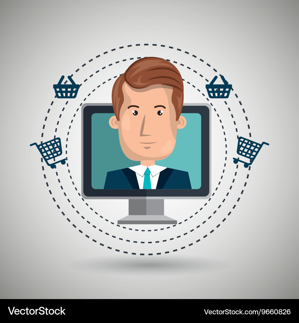 User e-commerce computer isolated icon design Vector Image