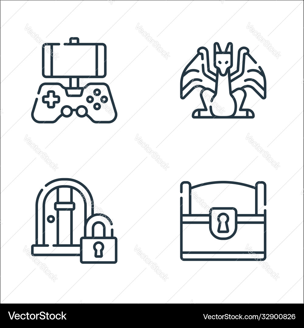 Videogame line icons linear set quality Videogame line icons linear set quality vector image