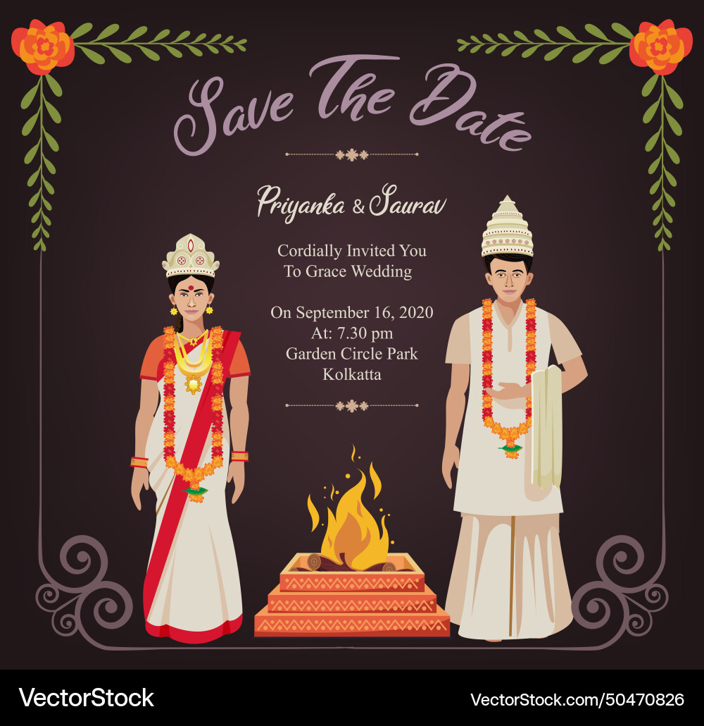 Wedding invitation template design for bengali Wedding invitation template design for bengali vector image