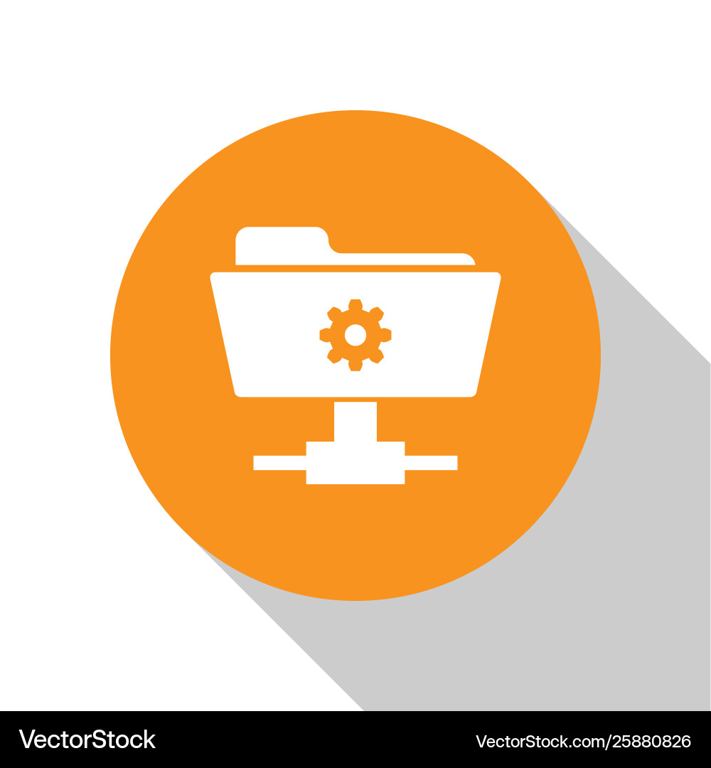 White ftp settings folder icon on background vector image