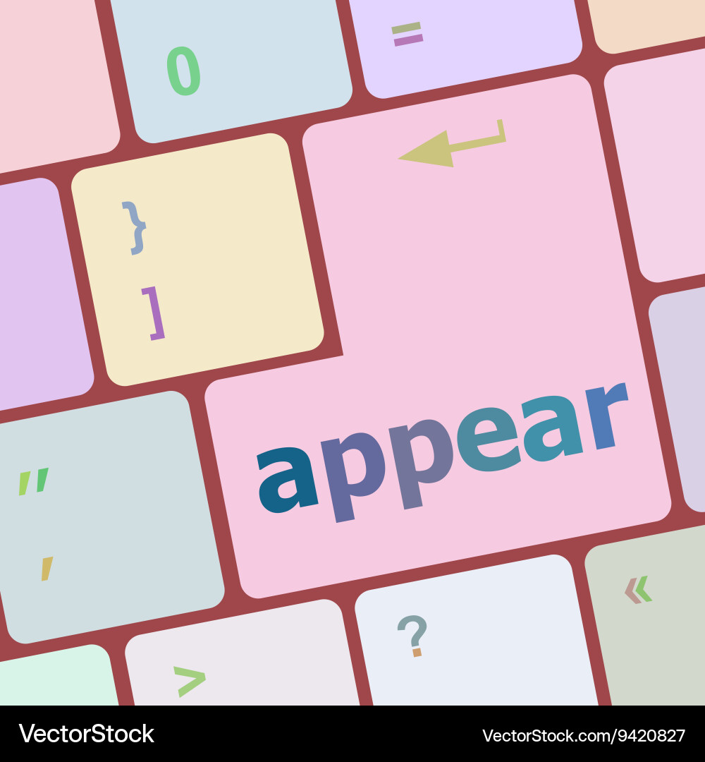 Appear word on computer keyboard key vector image