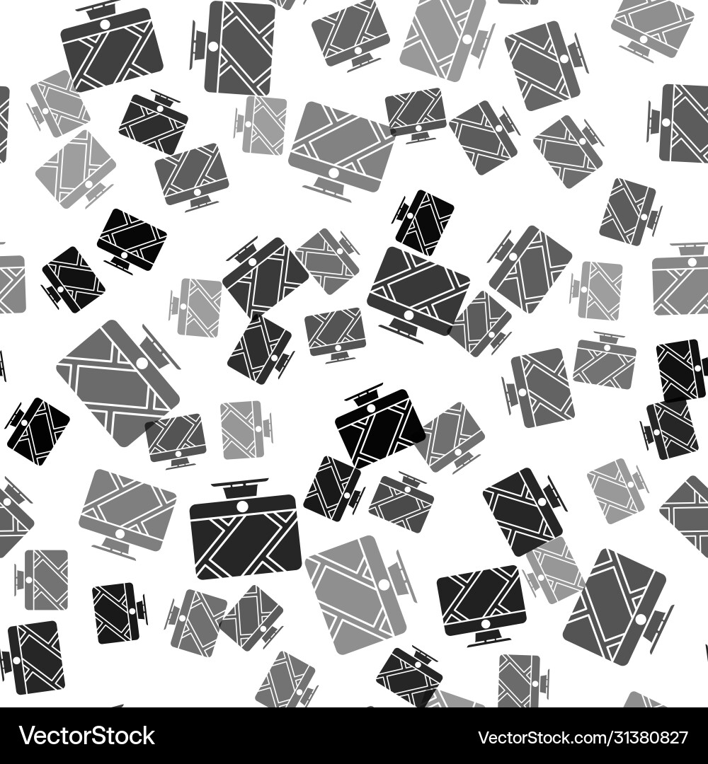 Black computer monitor and folded map Black computer monitor and folded map vector image