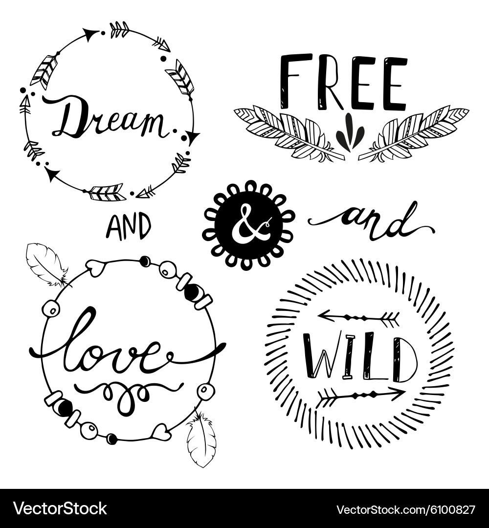 Boho Frames & Elements Set vector image