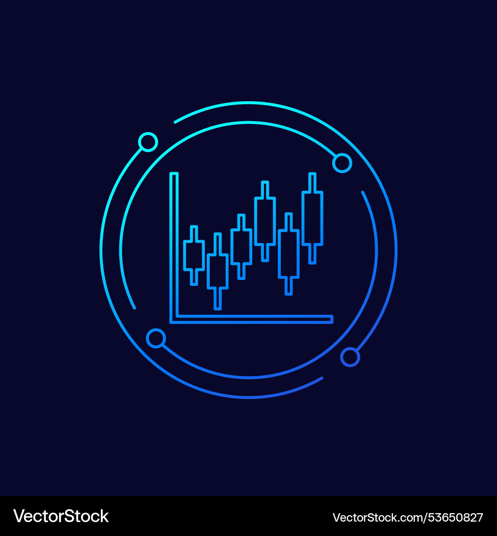 Candlestick chart icon in linear design Vector Image
