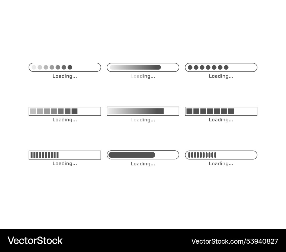 Collection loading bar status icon set of loaded Collection loading bar status icon set of loaded vector image