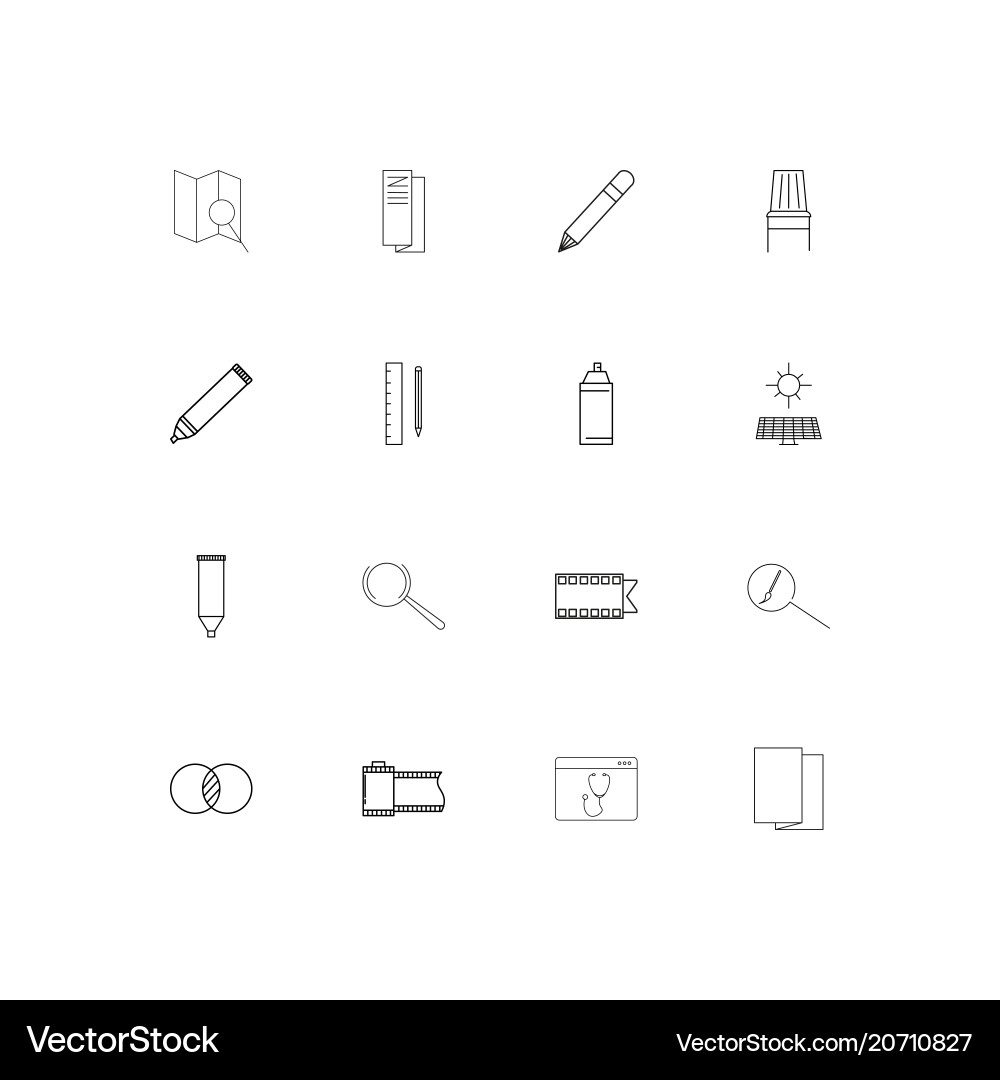 Creative process and design simple linear icons vector image