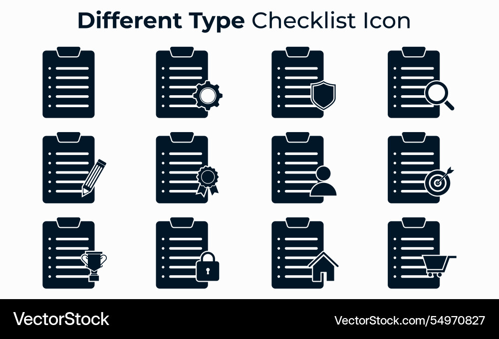 Different type checklist icon set vector image