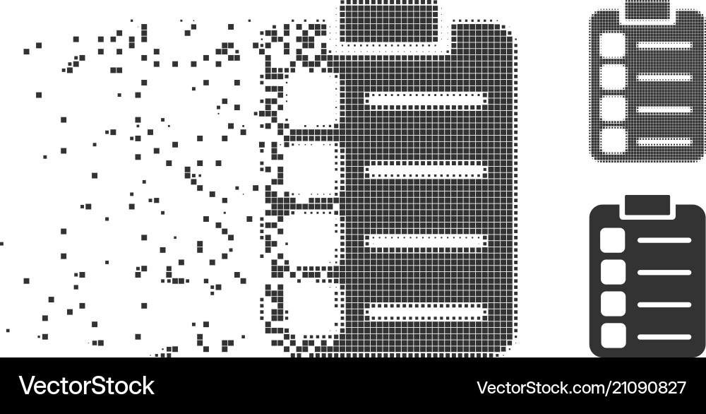 Dissolving pixel halftone tasks icon Vector Image