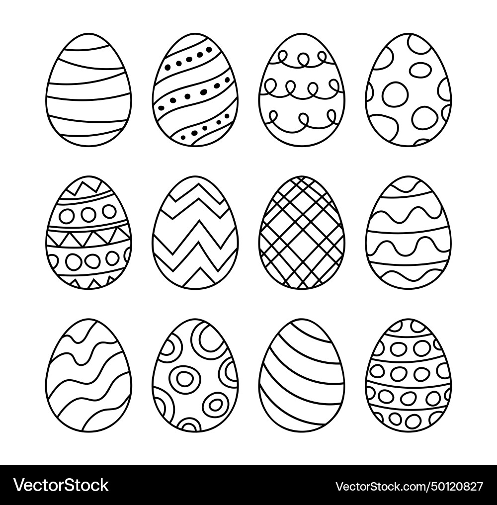 Easter Egg Doodle Set vector image