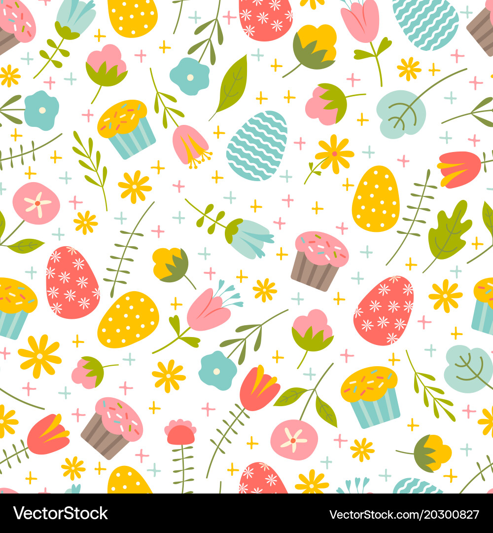 Easter Spring Seamless Pattern vector image