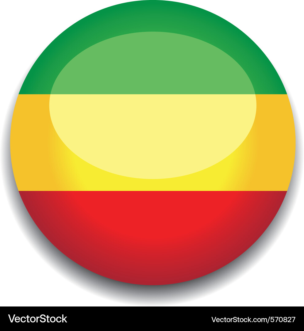 Ethiopian Flag Button Vector Image