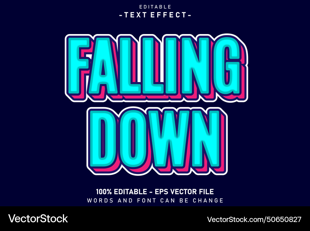 Falling down editable text effect 3 d retro style Falling down editable text effect 3 d retro style Vector Image