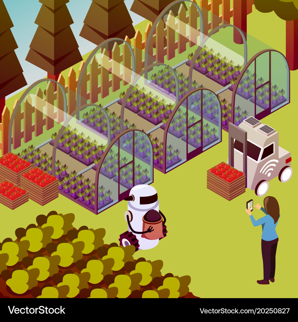 Farm operator robots composition vector image