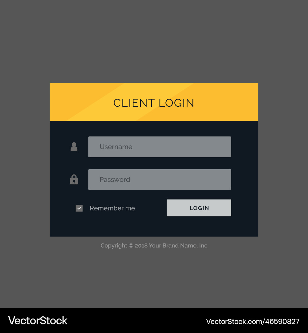 Flat modern login form ui template design vector image